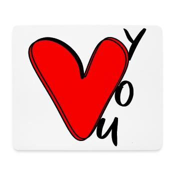 cœur rouge amour couple cadeau saint valentin - Tapis de souris (format paysage) - blanc - Devant
