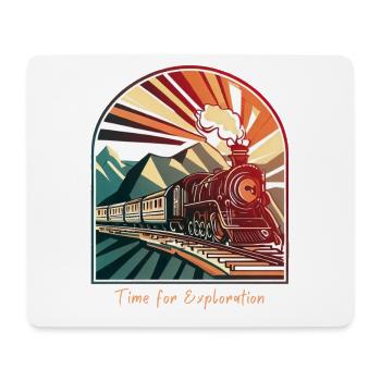 Time for Exploration: Vintage Steam Locomotive - Mouse Pad (horizontal) - white - Front