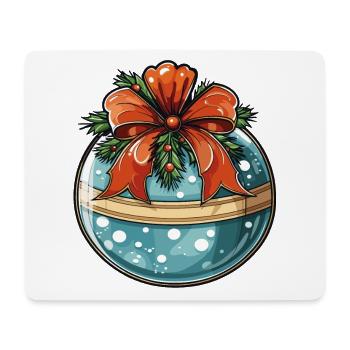 Weihnachtskugel, blau mit rot und grüner deko - Mousepad (Querformat) - Weiß - Vorne
