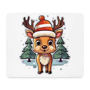 Das kleine Rentier mit mütze und 2 tannen - Mousepad (Querformat) - Weiß - Vorne