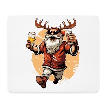 Santaholic Beer Glass with Antlers from Moose Santa - Mouse Pad (horizontal) - white - Front