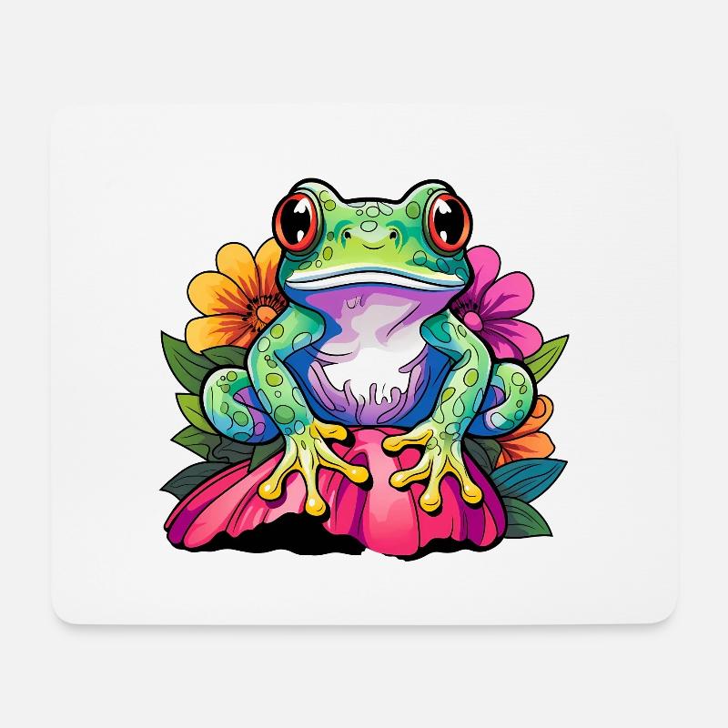Bunter lustiger Frosch - Mousepad (Querformat) - Weiß