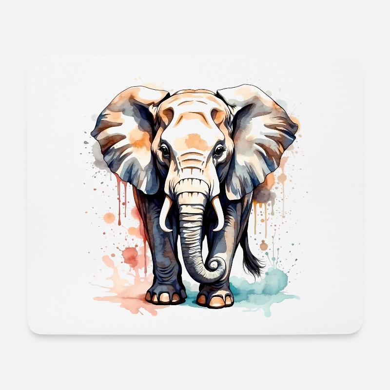 Elephant in colors - Mouse Pad (horizontal) - white