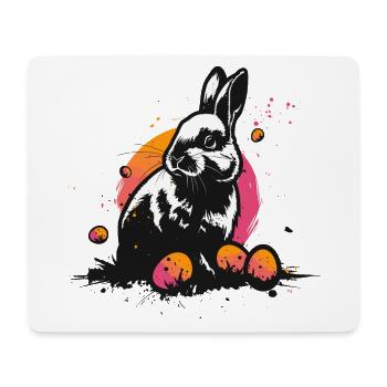 Lapin en noir à Pâques - Tapis de souris (format paysage) - blanc - Devant