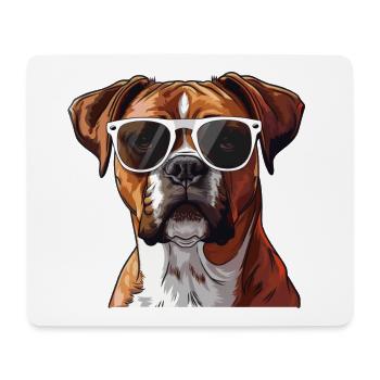 Deutscher Boxer, Hund, Sonnenbrille, Sommer - Mousepad (Querformat) - Weiß - Vorne