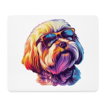 Lhasa Apso, Hund, Sonnenbrille, Sommer, geschenk - Mousepad (Querformat) - Weiß - Vorne