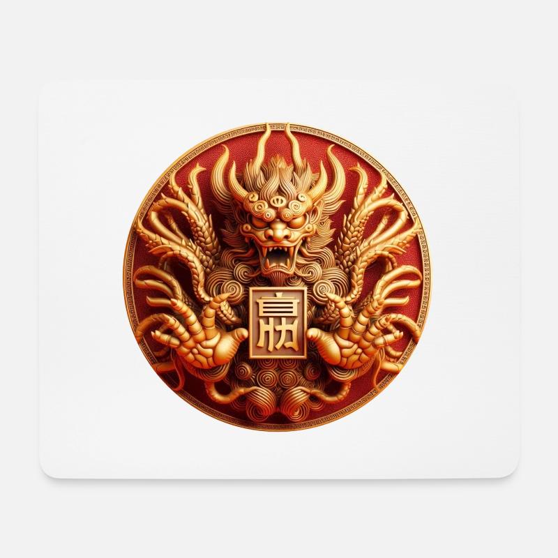 Japanisches Drachenmonster - Mousepad (Querformat) - Weiß