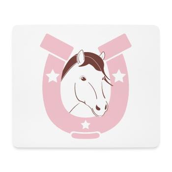 Für Pferdefreunde - Süßes Pferd mit rosa Hufeisen - Mousepad (Querformat) - Weiß - Vorne