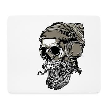 Bart Hipster crâne avec un casque - Tapis de souris (format paysage) - blanc - Devant