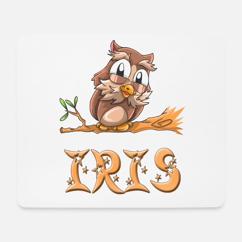Eule Iris - Mousepad (Querformat) - Weiß
