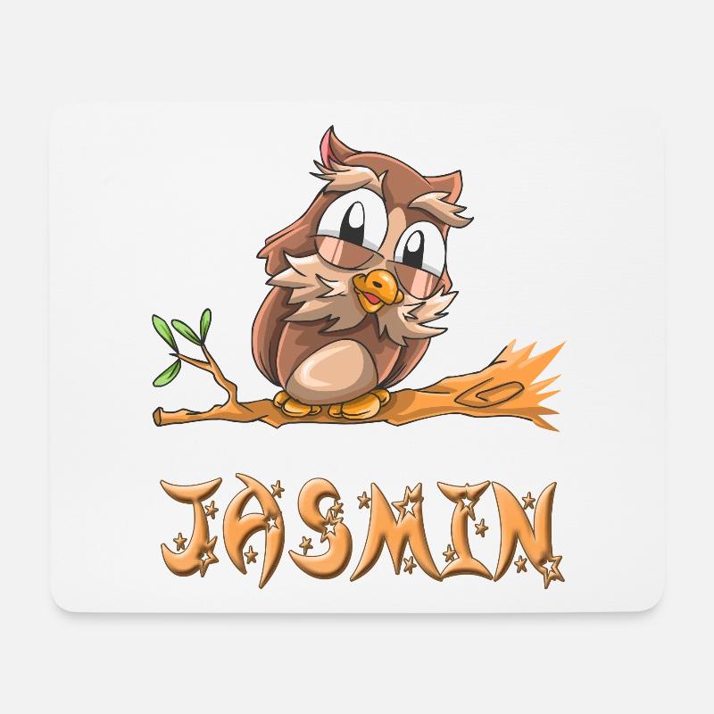 Eule Jasmin - Mousepad (Querformat) - Weiß