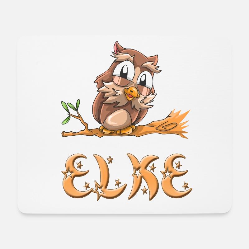 Eule Elke - Mousepad (Querformat) - Weiß