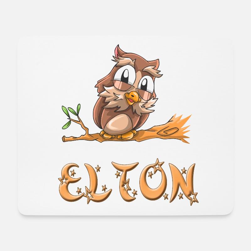 Eule Elton - Mousepad (Querformat) - Weiß