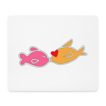 Küssende Fische - Mousepad (Querformat) - Weiß - Vorne