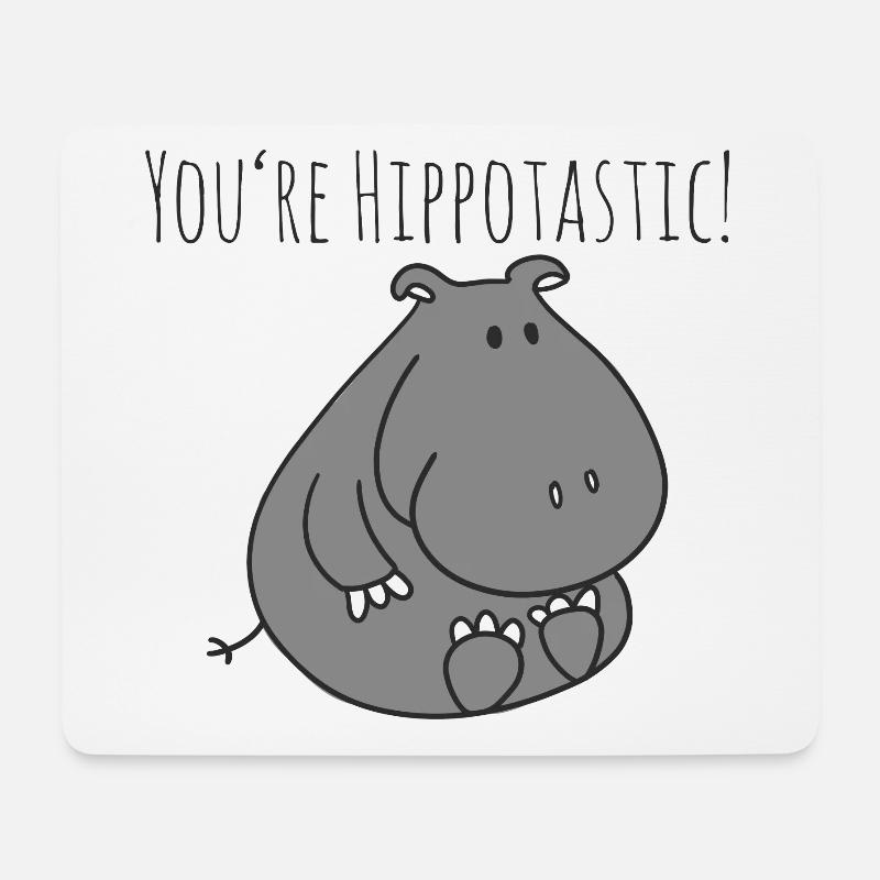 HippoTastic Niedlicher Hippo Charme - Mousepad (Querformat) - Weiß