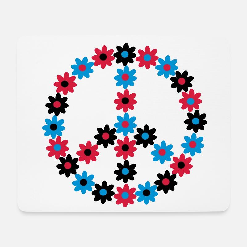Blumen Friedenszeichen - Mousepad (Querformat) - Weiß