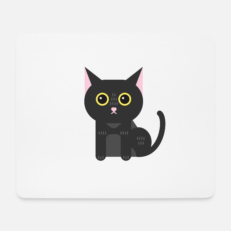 Schwarze Katze Kätzchen Mietzekatze - Mousepad (Querformat) - Weiß