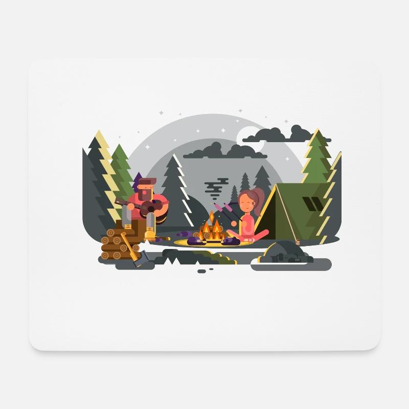 Lagerfeuer Waldcamping Duo - Mousepad (Querformat) - Weiß