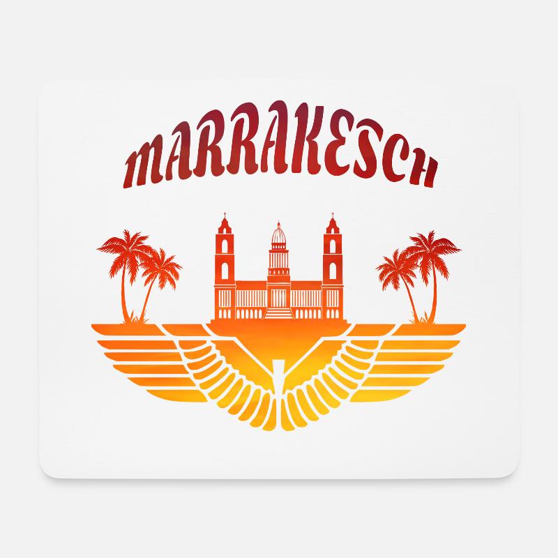 Marrakesch Palast mit Palmen / Geschenk Nordafrika - Mousepad (Querformat) - Weiß