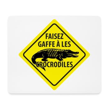 Signe Avertissement Crocodiles - Tapis de souris (format paysage) - blanc - Devant