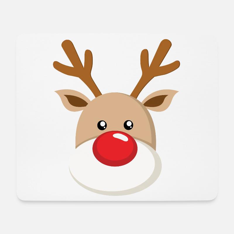 Süßes Rentier Rote Stupsnase Gesicht Weihnachten - Mousepad (Querformat) - Weiß