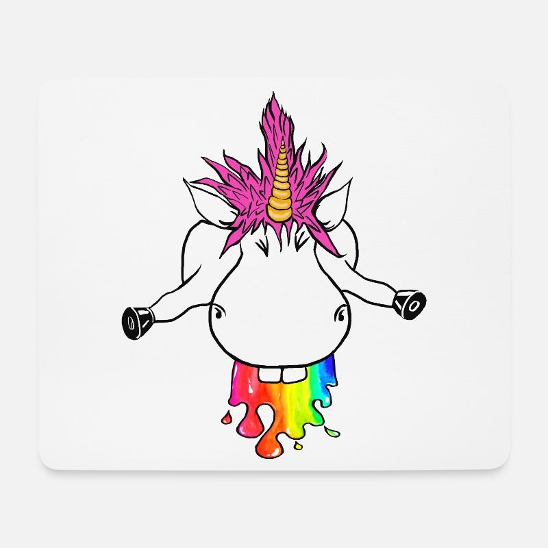 Regenbogen Einhorn Farbklecks Regenbogenkotze - Mousepad (Querformat) - Weiß