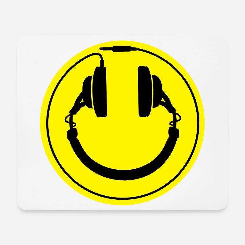 écouteurs smiley - Tapis de souris (format paysage) - blanc