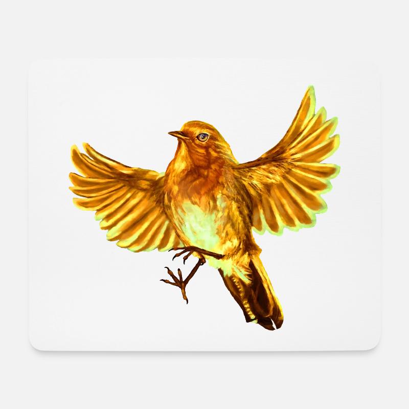 gelber Vogel - Mousepad (Querformat) - Weiß