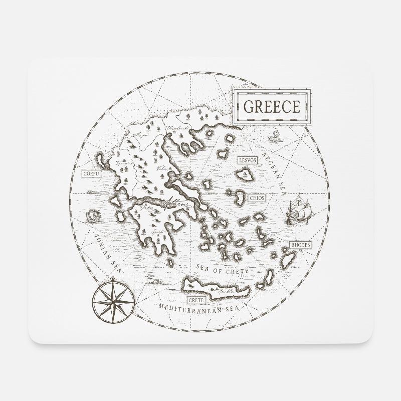 VintageKarte Griechenland - Mousepad (Querformat) - Weiß