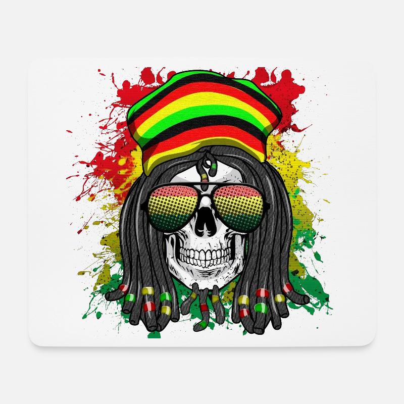 Rasta Skull im Regenbogenstil - Mousepad (Querformat) - Weiß
