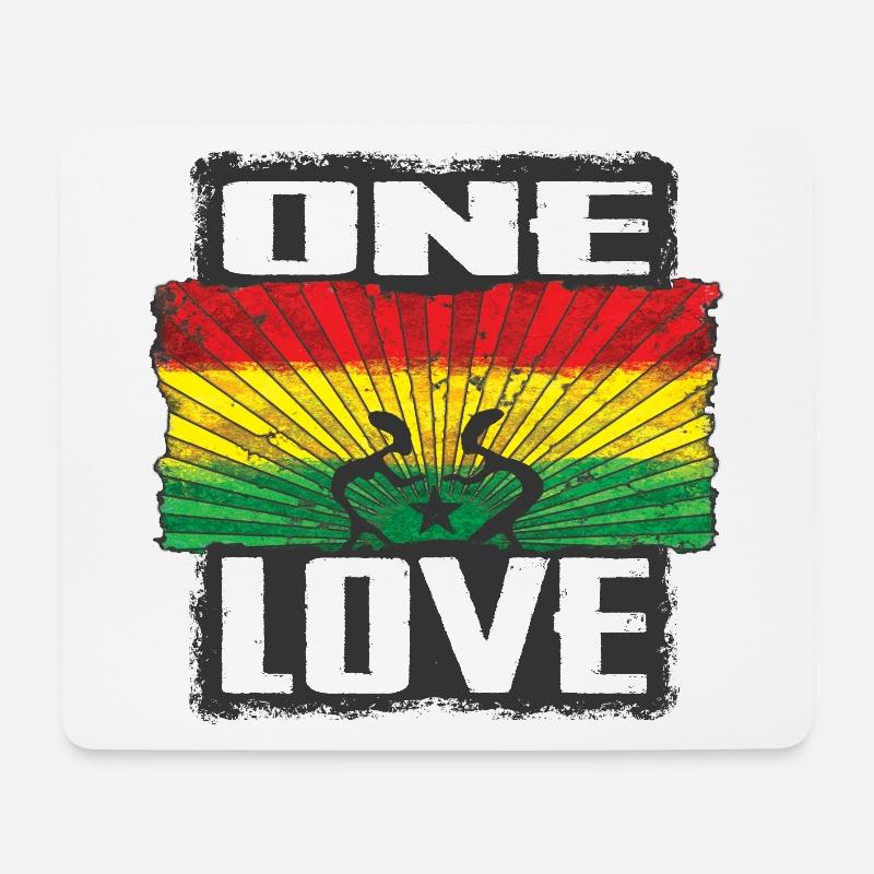 One Love Reggae Rastafari Design - Mousepad (Querformat) - Weiß
