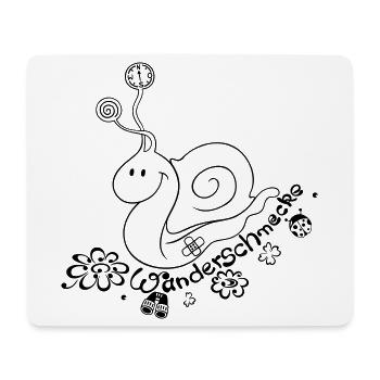 Escargot avec boussole, jumelles, randonnée - Tapis de souris (format paysage) - blanc - Devant