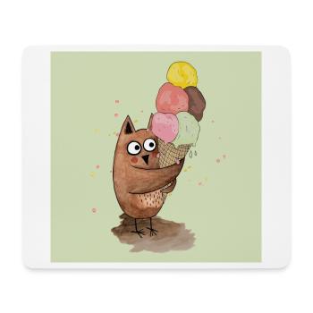 Eule mit riesigem Eis Poster - Mousepad (Querformat) - Weiß - Vorne