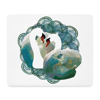 Elegant pair of swans with river motifs - Mouse Pad (horizontal) - white - Front