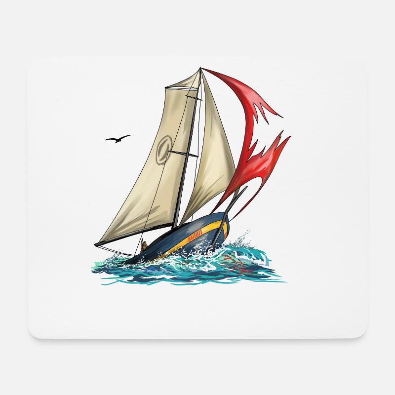 Segel Yacht - Mousepad (Querformat) - Weiß