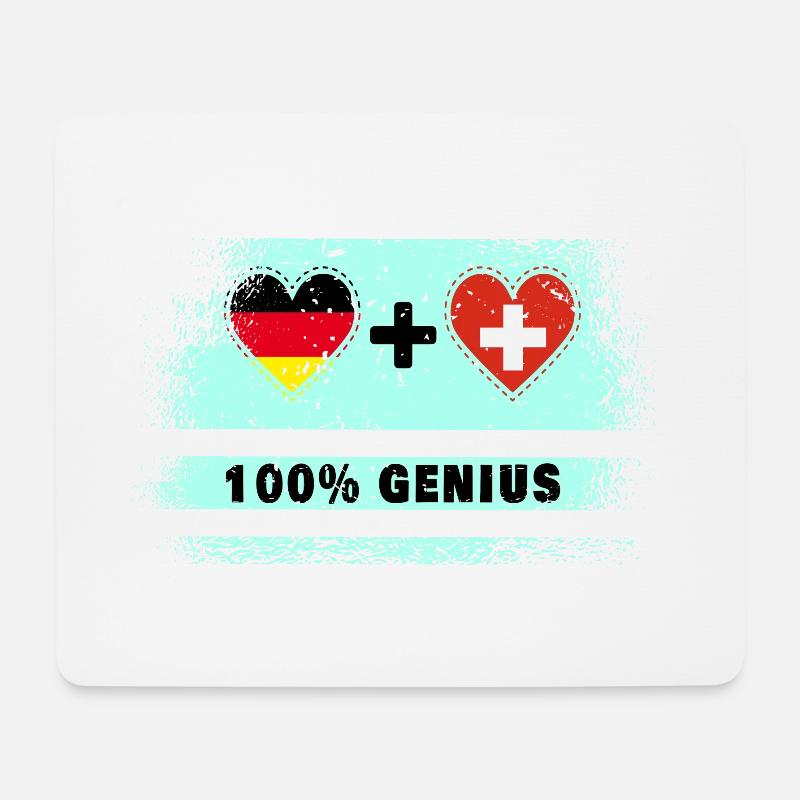 Deutschland und Schweiz 100% genial / Geschenk - Mousepad (Querformat) - Weiß
