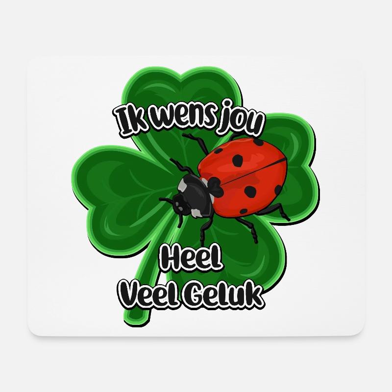 Coccinelle chanceuse sur Clover Four - Tapis de souris (format paysage) - blanc
