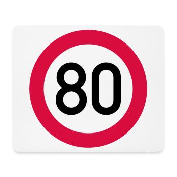 80 ans Attention ! Panneau de signalisation 80 km/h - Tapis de souris (format paysage) - blanc - Devant