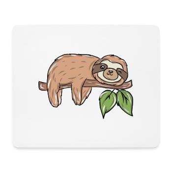 Paresseux sur une branche avec feuilles - Tapis de souris (format paysage) - blanc - Devant
