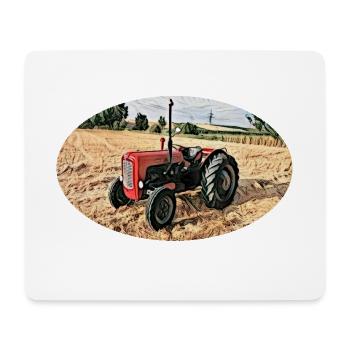 Roter Vintage-Traktor auf Feld - Mousepad (Querformat) - Weiß - Vorne