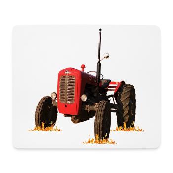 Roter Traktor im Feld - Mousepad (Querformat) - Weiß - Vorne