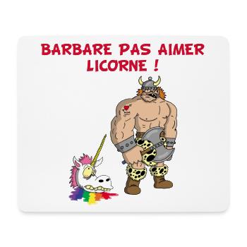 Barbare et licorne - Tapis de souris (format paysage) - blanc - Devant