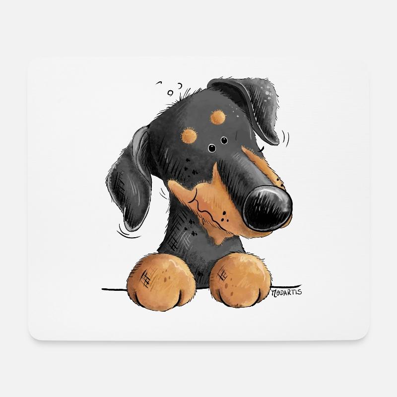 Lustiger Dobermann Oder Pinscher I Hund Comic - Mousepad (Querformat) - Weiß