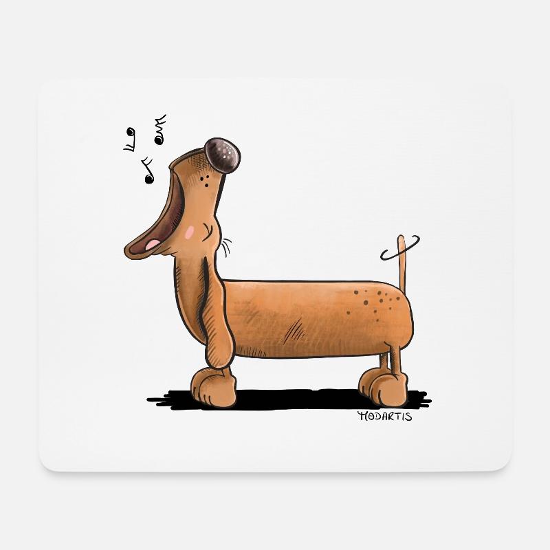 Crier Dachshund - Teckel - Bande Dessinée - Tapis de souris (format paysage) - blanc