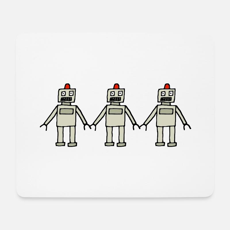 Robots, cartoon characters - Mouse Pad (horizontal) - white