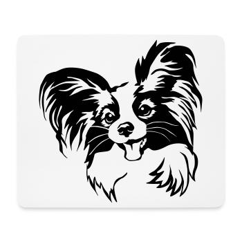 Papillon Kopf - Mousepad (Querformat) - Weiß - Vorne