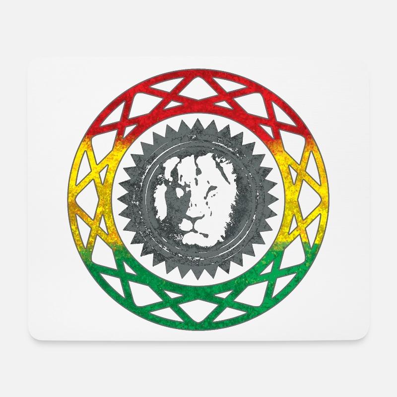 Visage de lion dans le style mandala rasta - Tapis de souris (format paysage) - blanc