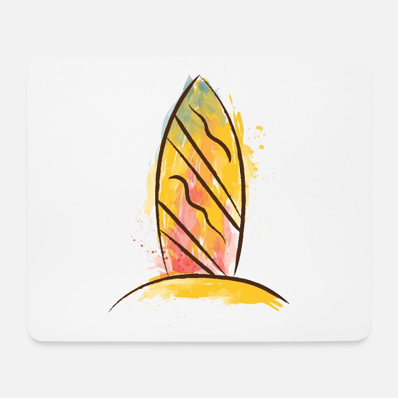 Color Splash Surfboard Beach Vibe - Mousepad (Querformat) - Weiß