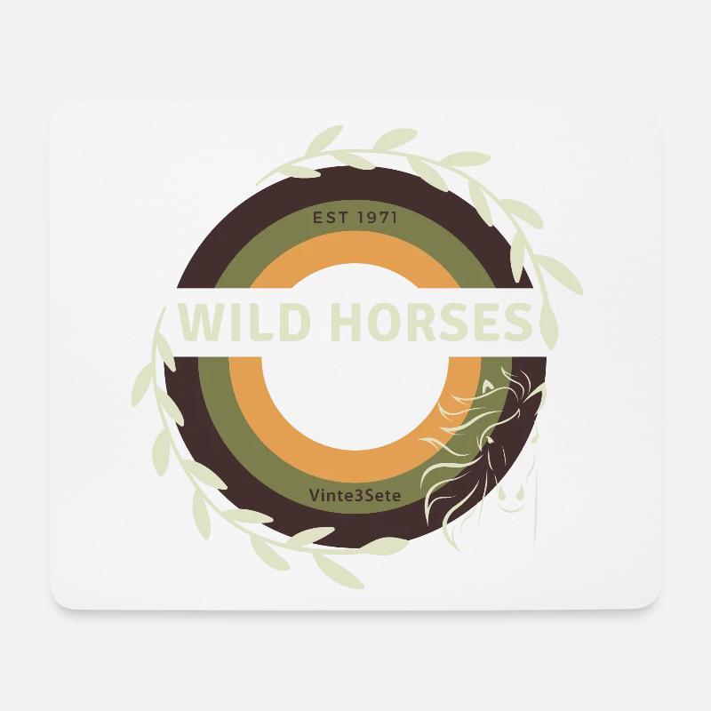 Wilde Pferde - Mousepad (Querformat) - Weiß