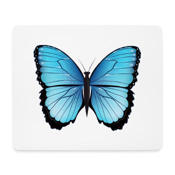 blue butterfly hand drawn and colored - Mouse Pad (horizontal) - white - Front